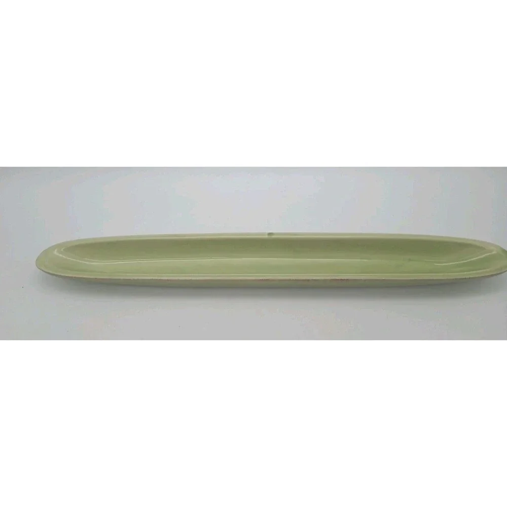 Vtg HAND PAINTED CERAMICHE TOSCANE ITALY GREEN OLIVE BOAT DISH OR TRAY